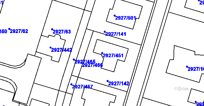 Parcela st. 2927/451 v KÚ Žebětín, Katastrální mapa
