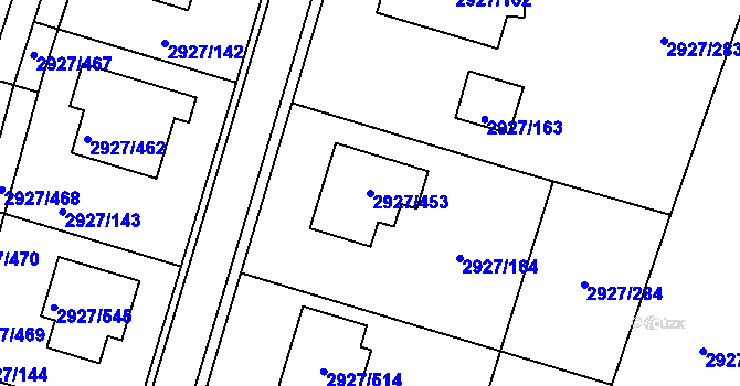 Parcela st. 2927/453 v KÚ Žebětín, Katastrální mapa