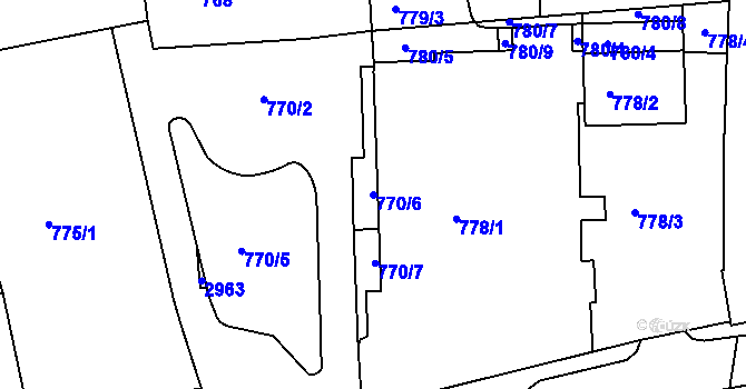Parcela st. 770/6 v KÚ Žebětín, Katastrální mapa
