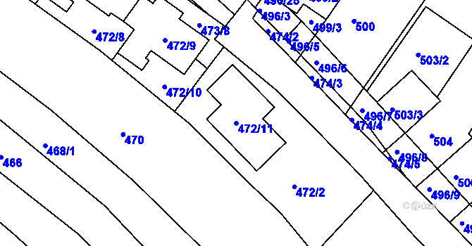 Parcela st. 472/11 v KÚ Žebětín, Katastrální mapa