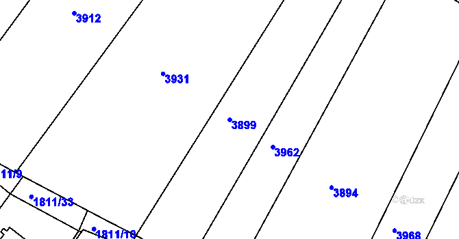 Parcela st. 3899 v KÚ Žebětín, Katastrální mapa