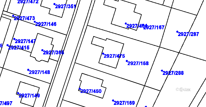 Parcela st. 2927/475 v KÚ Žebětín, Katastrální mapa
