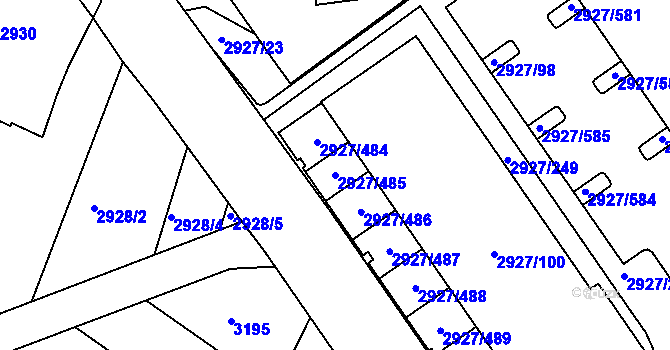 Parcela st. 2927/485 v KÚ Žebětín, Katastrální mapa