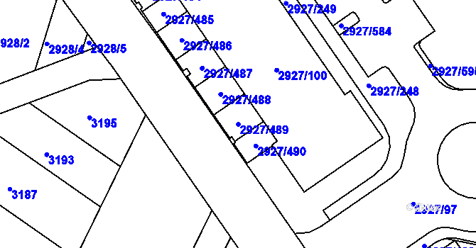 Parcela st. 2927/489 v KÚ Žebětín, Katastrální mapa