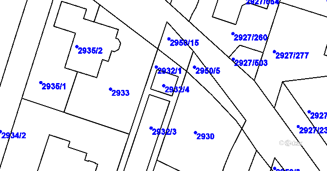 Parcela st. 2932/4 v KÚ Žebětín, Katastrální mapa