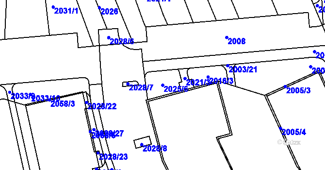 Parcela st. 2025/6 v KÚ Žebětín, Katastrální mapa