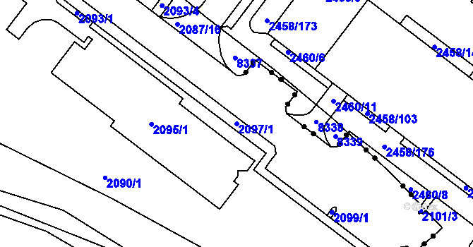 Parcela st. 2097/1 v KÚ Žebětín, Katastrální mapa