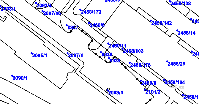 Parcela st. 2097/3 v KÚ Žebětín, Katastrální mapa