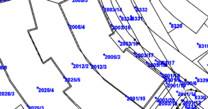 Parcela st. 2005/2 v KÚ Žebětín, Katastrální mapa