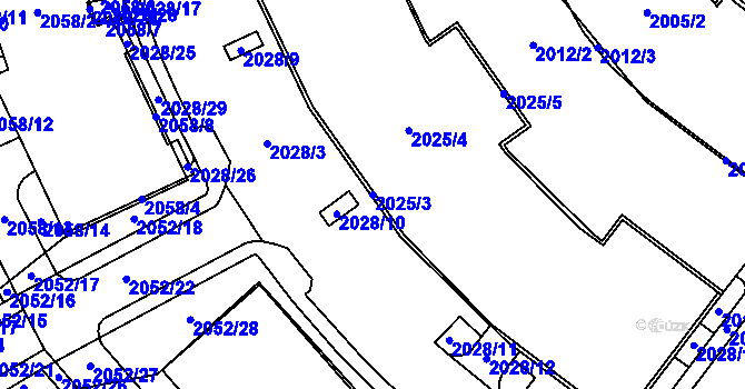 Parcela st. 2025/3 v KÚ Žebětín, Katastrální mapa