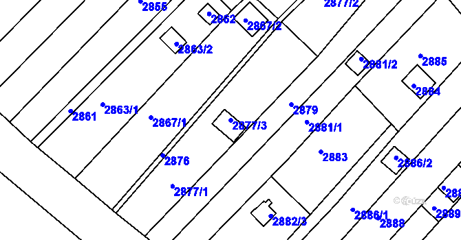 Parcela st. 2877/3 v KÚ Žebětín, Katastrální mapa