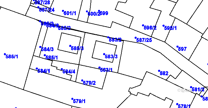 Parcela st. 583/3 v KÚ Žebětín, Katastrální mapa