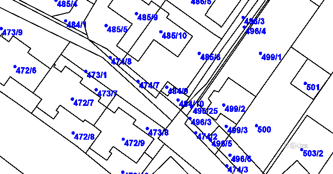 Parcela st. 484/9 v KÚ Žebětín, Katastrální mapa