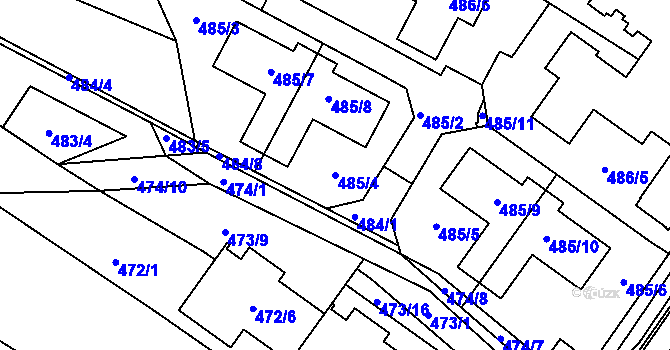 Parcela st. 485/4 v KÚ Žebětín, Katastrální mapa