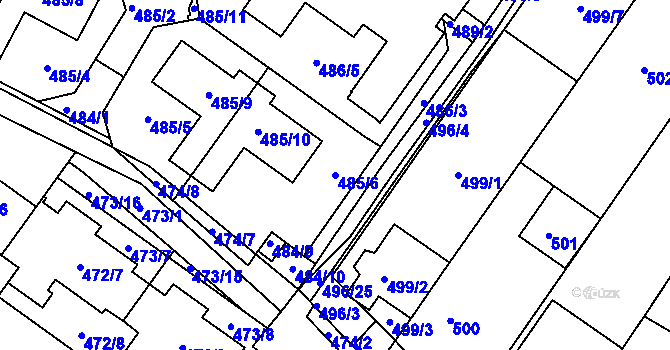 Parcela st. 485/6 v KÚ Žebětín, Katastrální mapa