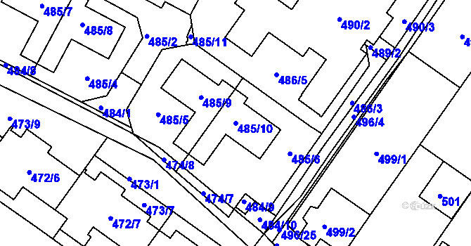 Parcela st. 485/10 v KÚ Žebětín, Katastrální mapa