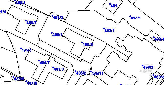 Parcela st. 486/6 v KÚ Žebětín, Katastrální mapa
