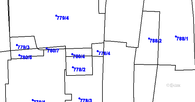 Parcela st. 778/4 v KÚ Žebětín, Katastrální mapa