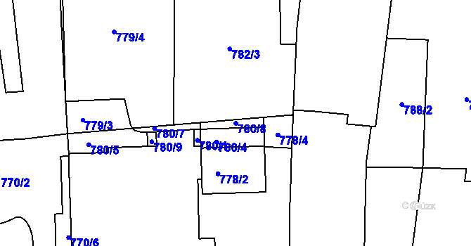 Parcela st. 780/8 v KÚ Žebětín, Katastrální mapa
