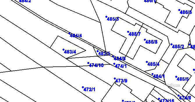 Parcela st. 483/5 v KÚ Žebětín, Katastrální mapa