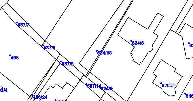 Parcela st. 624/18 v KÚ Žebětín, Katastrální mapa