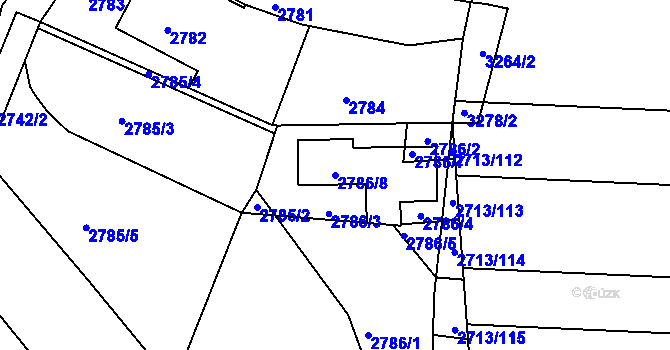 Parcela st. 2786/8 v KÚ Žebětín, Katastrální mapa