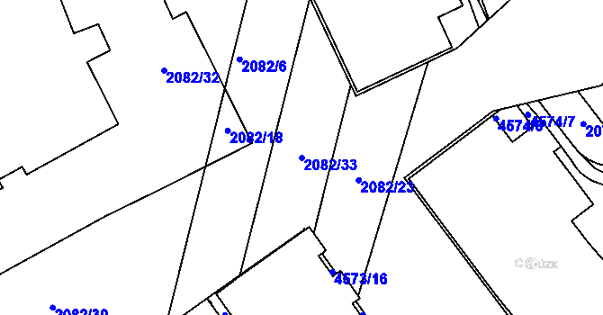 Parcela st. 2082/33 v KÚ Žebětín, Katastrální mapa