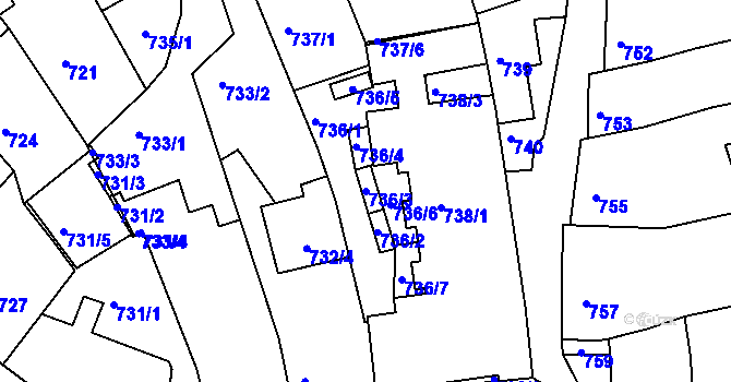 Parcela st. 736/3 v KÚ Žebětín, Katastrální mapa