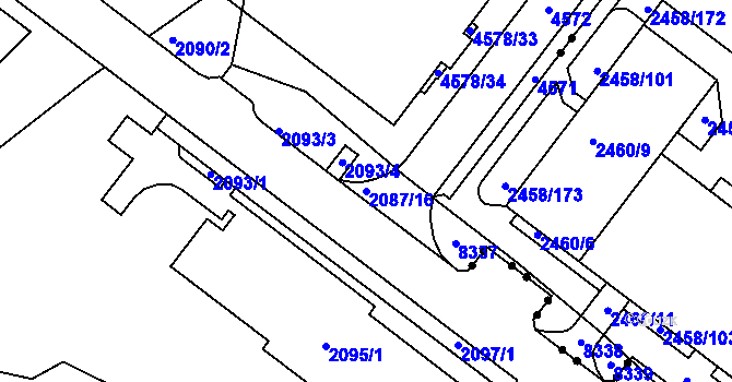 Parcela st. 2087/16 v KÚ Žebětín, Katastrální mapa