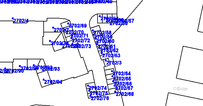 Parcela st. 2702/63 v KÚ Žebětín, Katastrální mapa