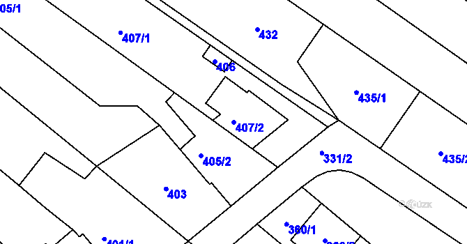 Parcela st. 407/2 v KÚ Žebětín, Katastrální mapa