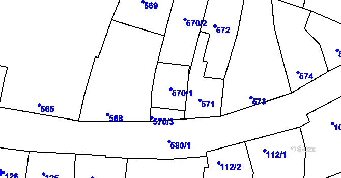 Parcela st. 570/1 v KÚ Žebětín, Katastrální mapa