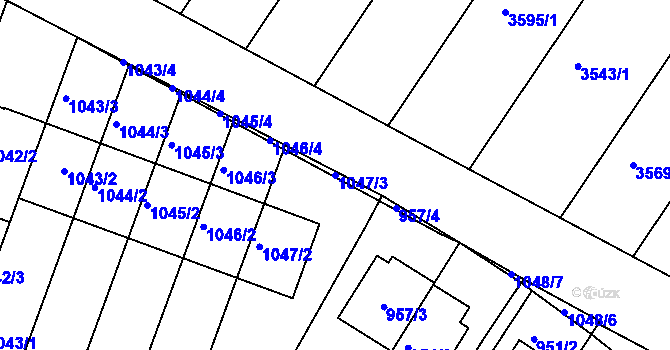 Parcela st. 1047/3 v KÚ Žebětín, Katastrální mapa