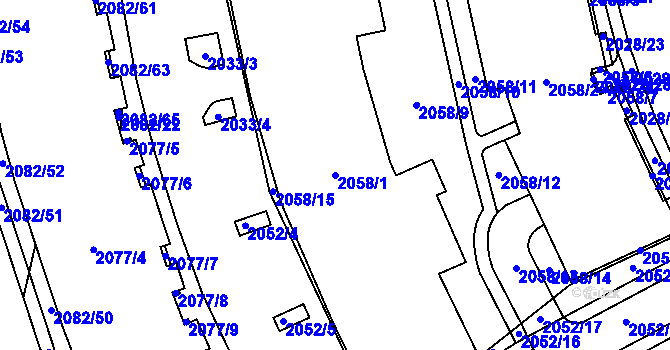 Parcela st. 2058/1 v KÚ Žebětín, Katastrální mapa