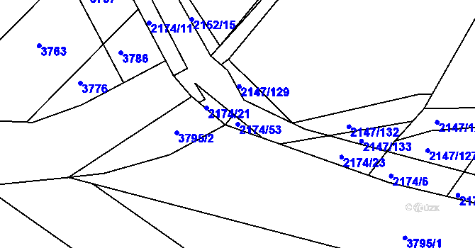 Parcela st. 2174/53 v KÚ Žebětín, Katastrální mapa