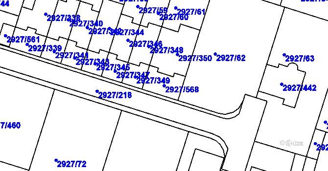 Parcela st. 2927/568 v KÚ Žebětín, Katastrální mapa
