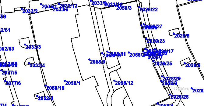 Parcela st. 2058/10 v KÚ Žebětín, Katastrální mapa