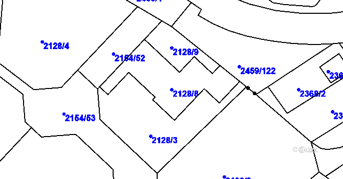 Parcela st. 2128/8 v KÚ Žebětín, Katastrální mapa
