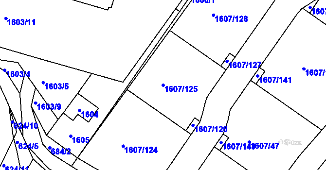 Parcela st. 1607/125 v KÚ Žebětín, Katastrální mapa