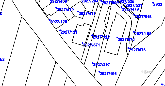 Parcela st. 2927/571 v KÚ Žebětín, Katastrální mapa