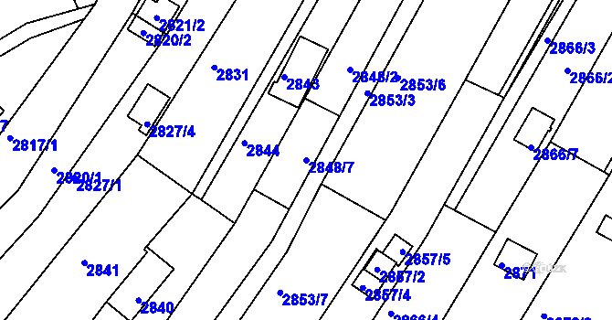 Parcela st. 2848/7 v KÚ Žebětín, Katastrální mapa