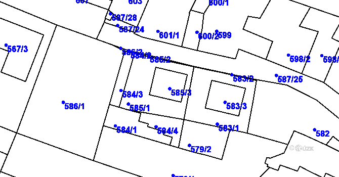 Parcela st. 585/3 v KÚ Žebětín, Katastrální mapa