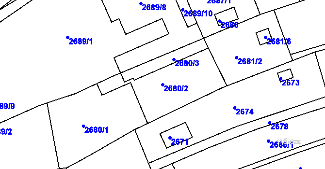 Parcela st. 2680/2 v KÚ Žebětín, Katastrální mapa