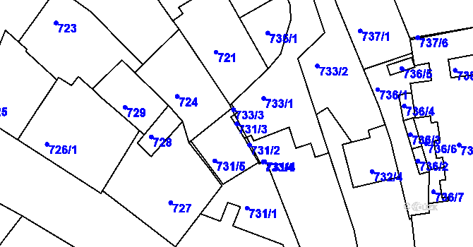 Parcela st. 731/3 v KÚ Žebětín, Katastrální mapa