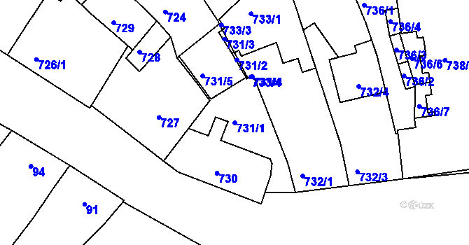 Parcela st. 731/1 v KÚ Žebětín, Katastrální mapa