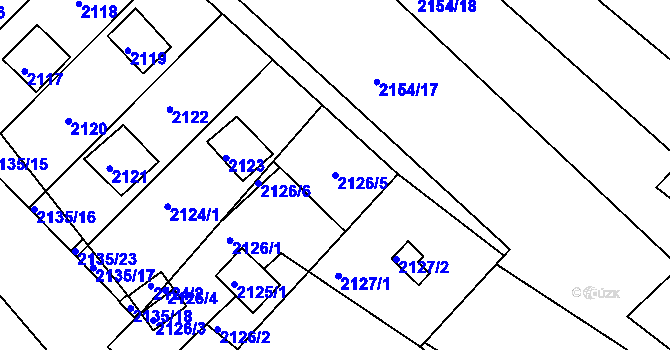 Parcela st. 2126/5 v KÚ Žebětín, Katastrální mapa