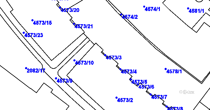 Parcela st. 4573/3 v KÚ Žebětín, Katastrální mapa