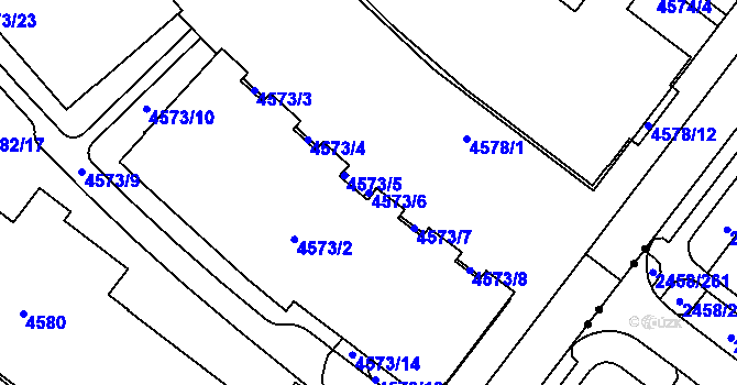 Parcela st. 4573/6 v KÚ Žebětín, Katastrální mapa