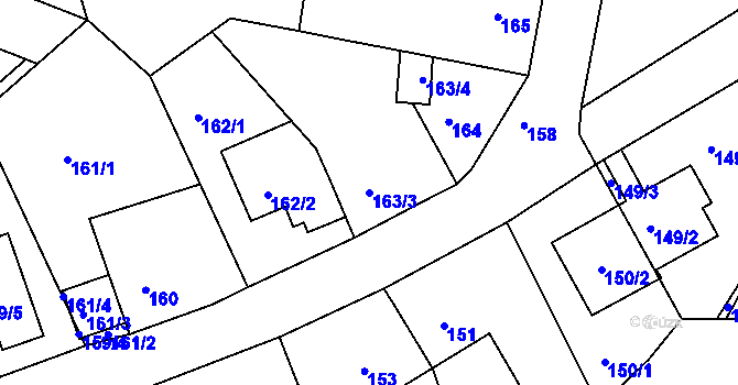 Parcela st. 163/3 v KÚ Žebětín, Katastrální mapa