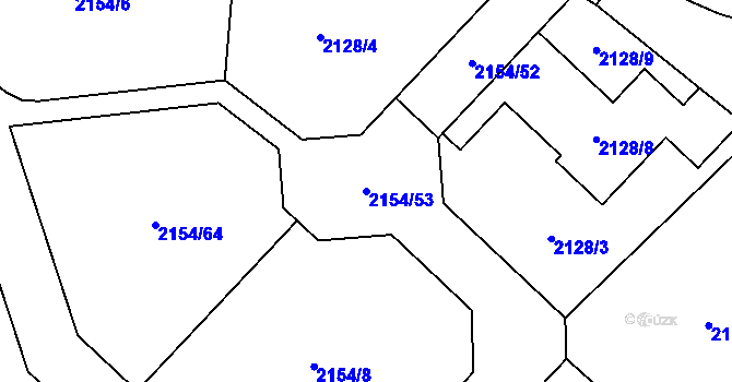 Parcela st. 2154/53 v KÚ Žebětín, Katastrální mapa
